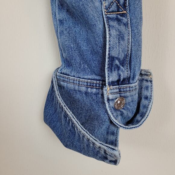 Zara Denim Jacket Womens Small Blue Jean Crop Cuffs Blogger Favorite 9374/271 - Picture 5 of 12